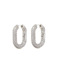 XL Pave Chain Link Hoops- Silver (Ships Late April) View 1