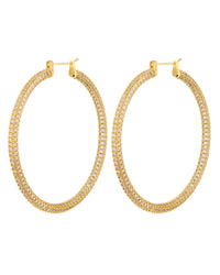 XL Pave Skinny Amalfi Hoops- Gold View 1