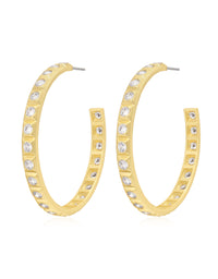 XL Pyramid Stud Hoops- Gold View 1