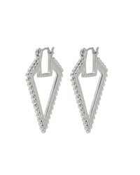 Beaded V Hoops- Silver View 1