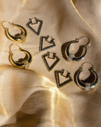 Beaded V Hoops- Gold View 4