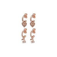 Cherry + Heart Studded Huggies- Rose Gold View 1