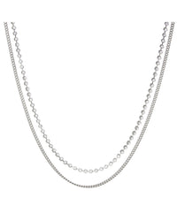 Diamonte Chain Charm Necklace- Silver