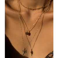 Isidore Cross Charm Necklace- Gold View 5