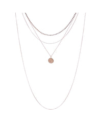 Layered Pave Coin Necklace- Rose Gold