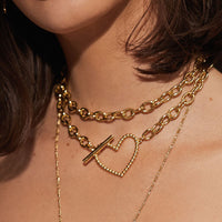 Heart + Chain Lariat- Rose Gold view 2