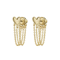 Heart Chain Studs- Gold View 2