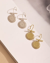 Pave Coin Hook Earrings- Rose Gold View 3