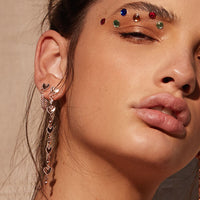Dotted Heart Drop Studs- Silver View 4