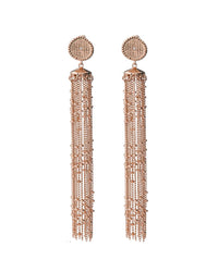 Pave Coin Fringe Earrings- Rose Gold View 1