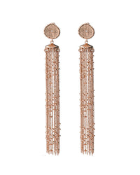 Pave Coin Fringe Earrings- Rose Gold