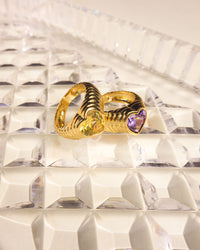 BFF Ring Set- Silver/Purple and Green View 3