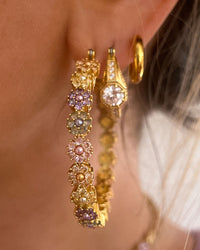 Daisy Studs Hoops- Gold View 3