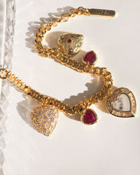 Hanging Hearts Charm Bracelet- Gold View 2