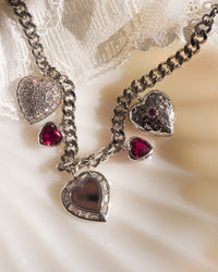 Hanging Hearts Charm Necklace- Silver View 2
