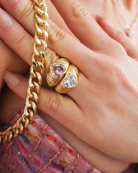 BFF Ring Set- Silver/Clear and Pink view 2
