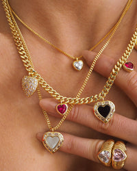 Hanging Hearts Charm Necklace- Silver View 4
