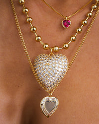 Puffy Heart Statement Necklace- Gold View 4
