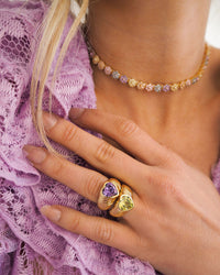 BFF Ring Set- Gold/Purple and Green View 4