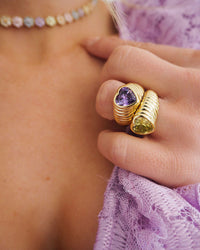 BFF Ring Set- Gold/Purple and Green View 2