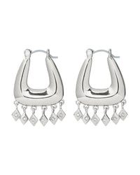 Diamond Kite Fringe Hoops- Silver View 1