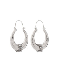 Pave Loop Tube Hoops- Silver