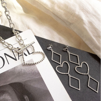Dotted Heart Statement Earrings- Silver View 4