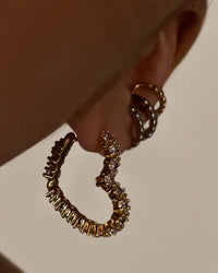 Diamond Heart Bijoux Hoops- Gold (Ships Late April) View 2