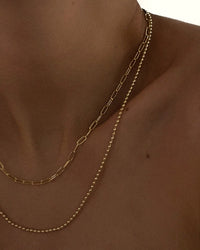 Beaded Double Chain Charm Necklace- Gold view 2