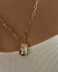 Stone Orb Pendant Necklace- Gold View 7
