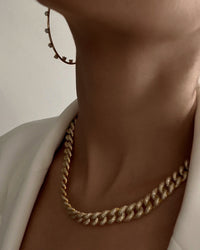 Pave Cuban Link Necklace- Gold View 3