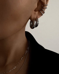 Stone Orb Hoops- Silver View 2