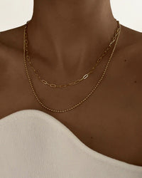 Beaded Double Chain Charm Necklace- Silver View 4
