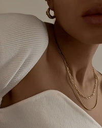 Beaded Double Chain Charm Necklace- Gold View 6