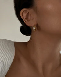 Stone Orb Hoops- Gold View 8