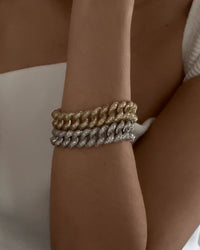 Pave Cuban Link Bracelet- Silver View 2