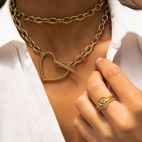Heart + Chain Lariat- Gold View 2