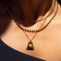 Double Ball Chain Necklace- Gold View 6