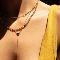 Double Ball Chain Necklace- Gold View 3