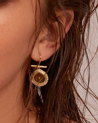Pave Coin Hook Earrings- Gold view 2