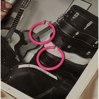 Rainbow Amalfi Hoops- Neon Pink View 3