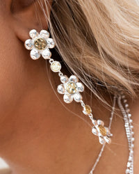 Flora Drop Earrings- Silver View 2