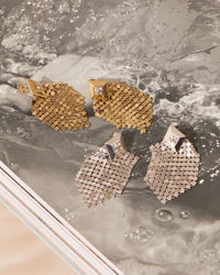 Chainmaille Diamond Earrings- Gold View 3