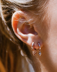 Evil Eye Hoop Huggies- Rose Gold view 2