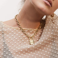 Evil Eye Padlock Necklace- Rose Gold View 2