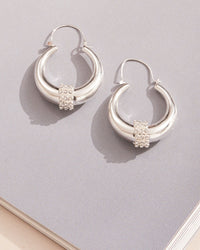 Pave Loop Tube Hoops- Silver View 3