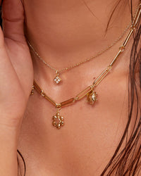 Diamond Charm Necklace- Gold View 3