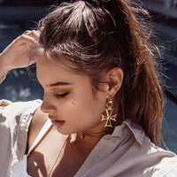 Mattan Cross Statement Hoops - Gold View 3