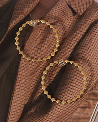 Diamond Kite Statement Hoops- Gold View 3