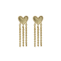 Heart Chain Studs- Gold View 1